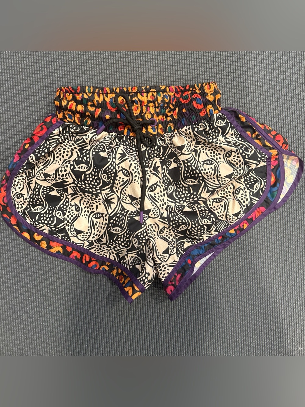 FARM Rio Midnight Leopard Athletic Shorts with Colorful Trim